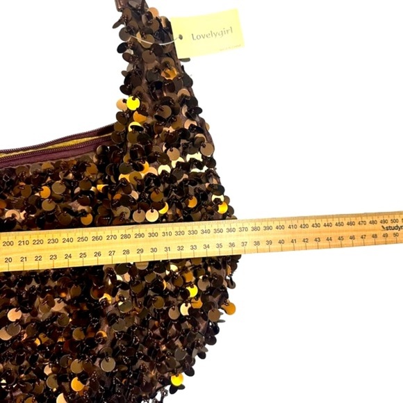 Gorgeous Metallic Brown | Copper colour sequins disco hobo bag - Picture 5 of 7